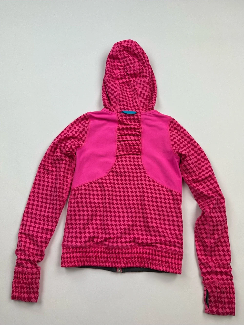 Ivivva Girls Reversible Pink Houndstooth Reversible Full Zip Jacket Size 8